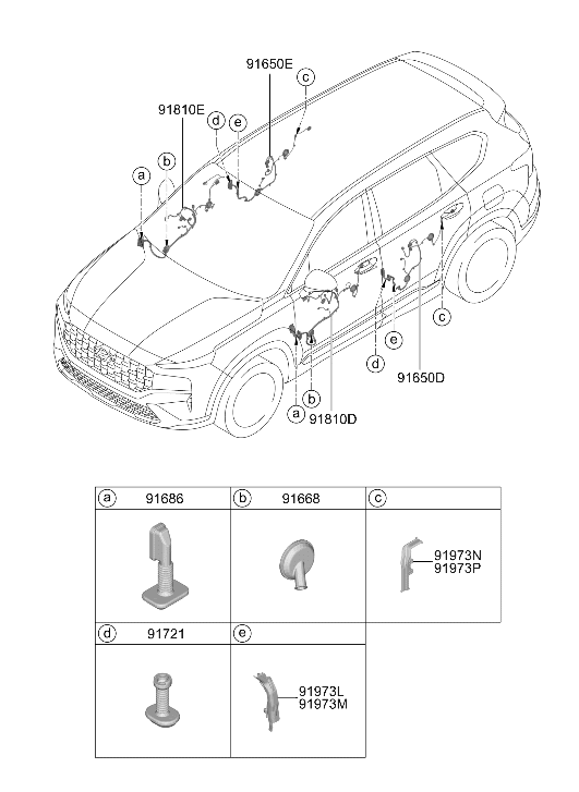 Hyundai 91621-S1150 Rear Door Wiring Assembly Left Hand 91621-S1150 Hyundai Rear Door Wiring Assembly Left Hand