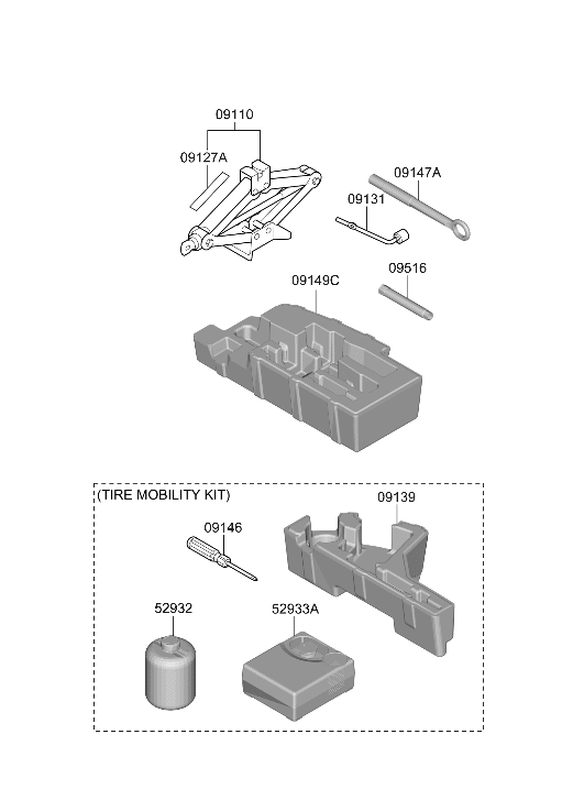 Hyundai 09139-CL000 CASE-TIRE MOBILITY KIT 09139-CL000 Hyundai CASE-TIRE MOBILITY KIT