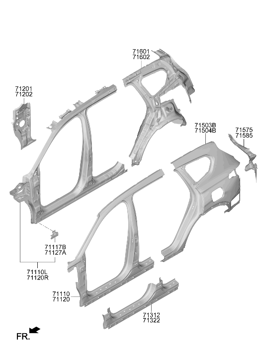 Hyundai 71602-CL400 Quarter Inner Panel Assembly Right Hand 71602-CL400 Hyundai Quarter Inner Panel Assembly Right Hand