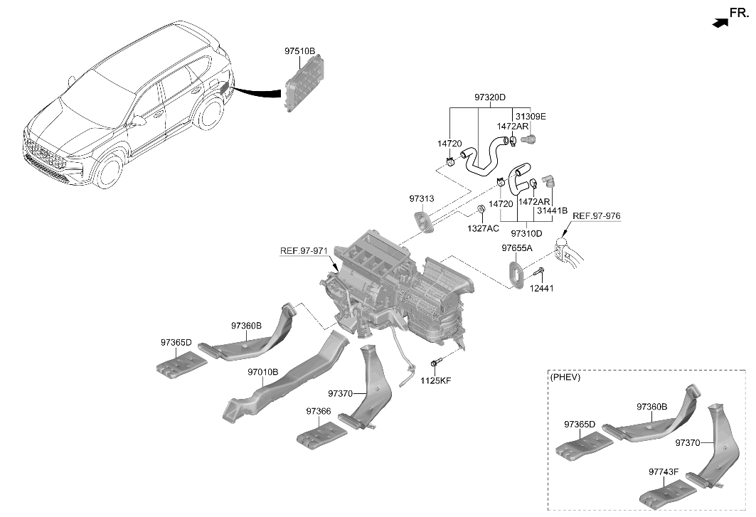 97375-CL300 Hyundai Duct Assembly-RR,RH