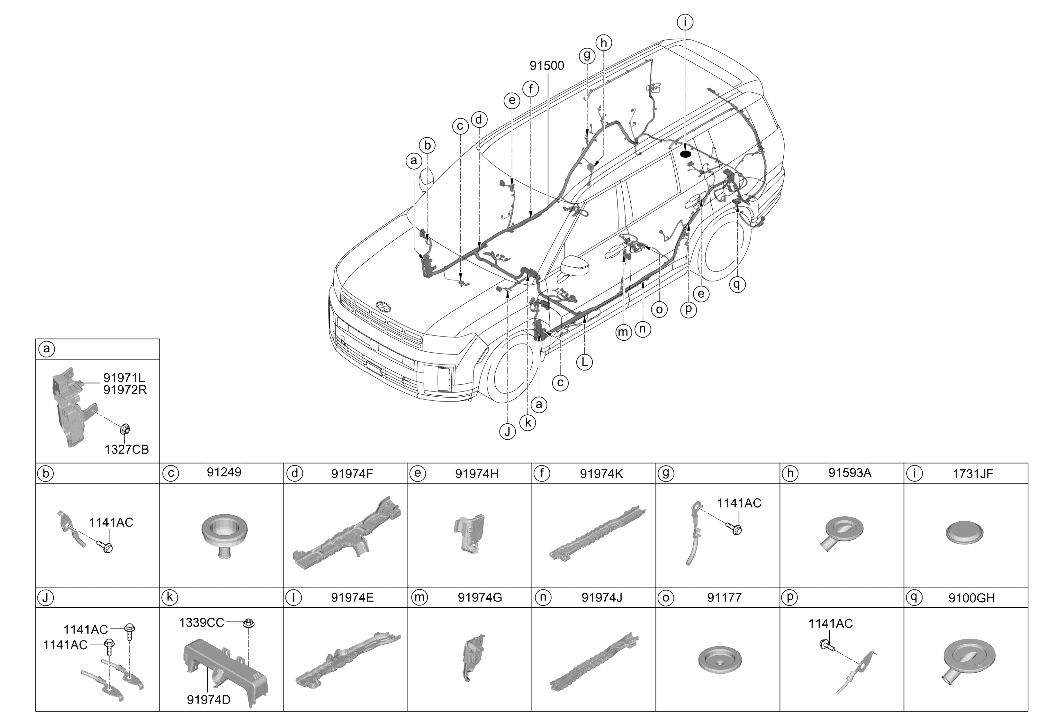 Hyundai 91500-HB010 Wiring Assembly Floor 91500-HB010 Hyundai Wiring Assembly Floor