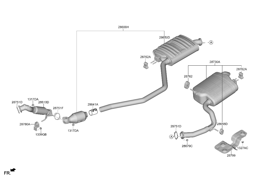 28710-P7120 Hyundai MUFFLER ASSY-REAR