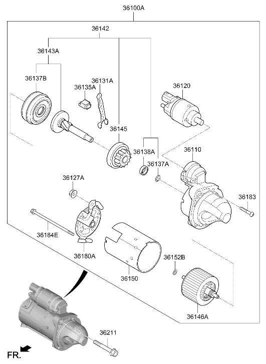 Hyundai 36180-2J100 Rear Bracket Assembly 36180-2J100 Hyundai Rear Bracket Assembly