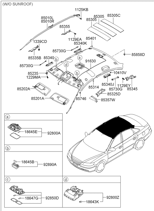 Hyundai 85401-3L250-QS Headliner Assembly 85401-3L250-QS Hyundai Headliner Assembly