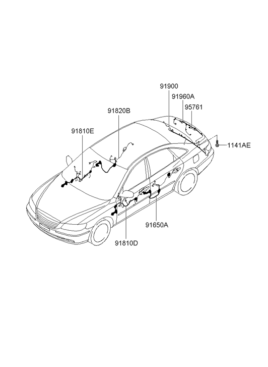 Hyundai 91600-3L050 Wiring Assembly Front Door (Driver) 91600-3L050 Hyundai Wiring Assembly Front Door (Driver)