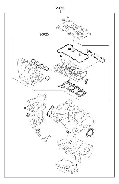 Hyundai 20910-2GA02 Engine Overhaul Gasket Kit 20910-2GA02 Hyundai Engine Overhaul Gasket Kit