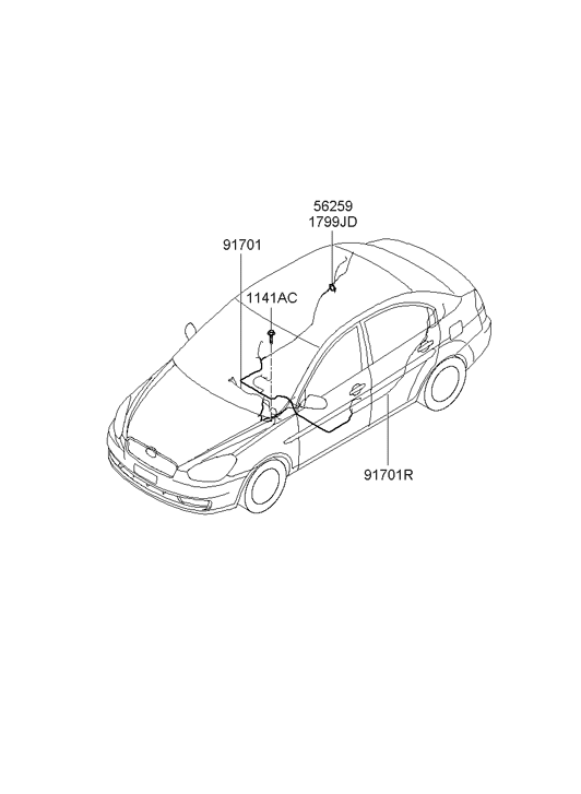 Hyundai 91701-1E580 Wiring Assembly-Air Bag Rear 91701-1E580 Hyundai Wiring Assembly-Air Bag Rear