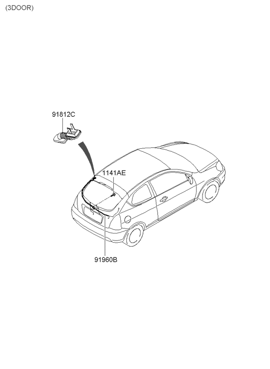 Hyundai 91680-1E000 Tail Gate Wiring Assembly 91680-1E000 Hyundai Tail Gate Wiring Assembly