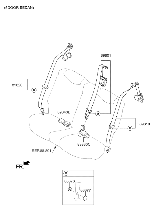 88877-39000-9Y Hyundai Seat Belt Stopper Upper