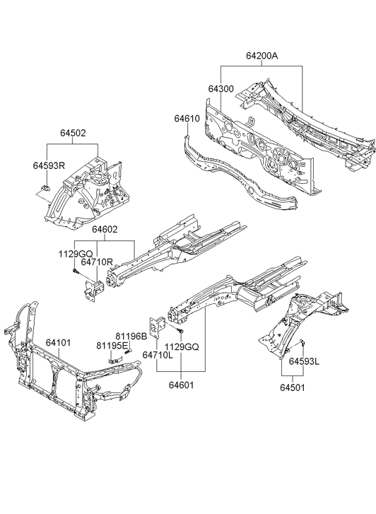 64602-2M000 Hyundai Front Side Member Assembly Right Hand