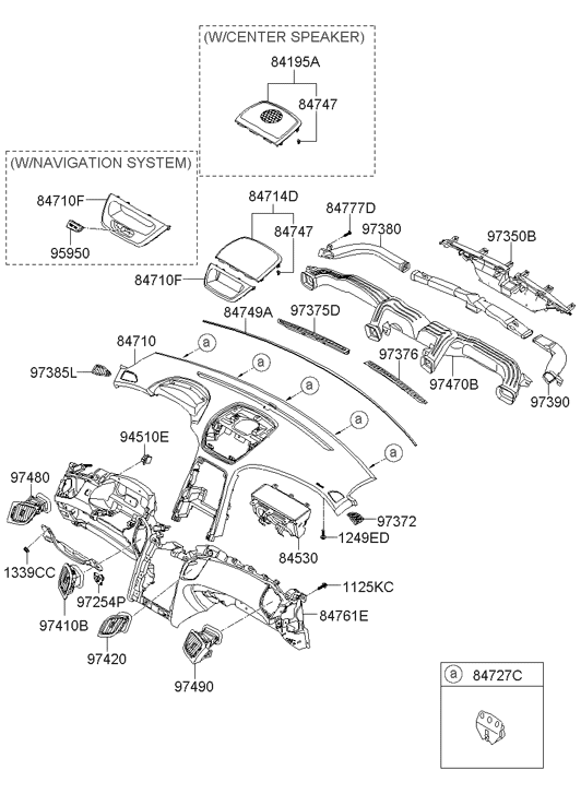 97420-2M100-VM5 Hyundai Center Air Ventilator Duct Assembly Right Hand