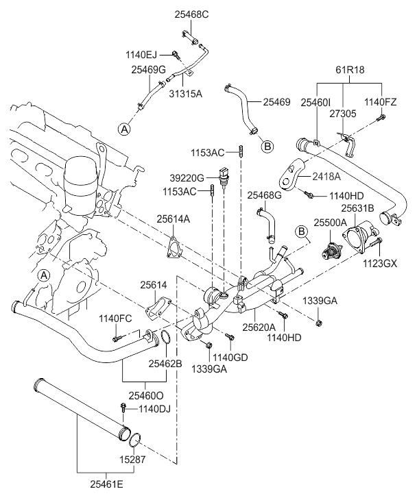 25495-2C400 Hyundai Pipe Assembly-Air(B)
