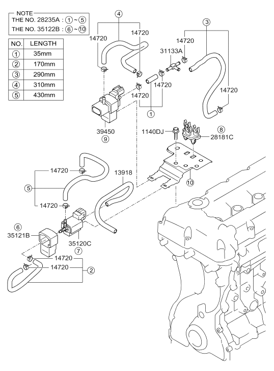Hyundai 28235-2C400 Hose-Actuator 28235-2C400 Hyundai Hose-Actuator