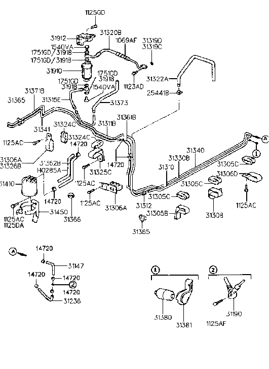 Hyundai 31362-24050 Hose-Vapor Tube Front To Canister 31362-24050 Hyundai Hose-Vapor Tube Front To Canister