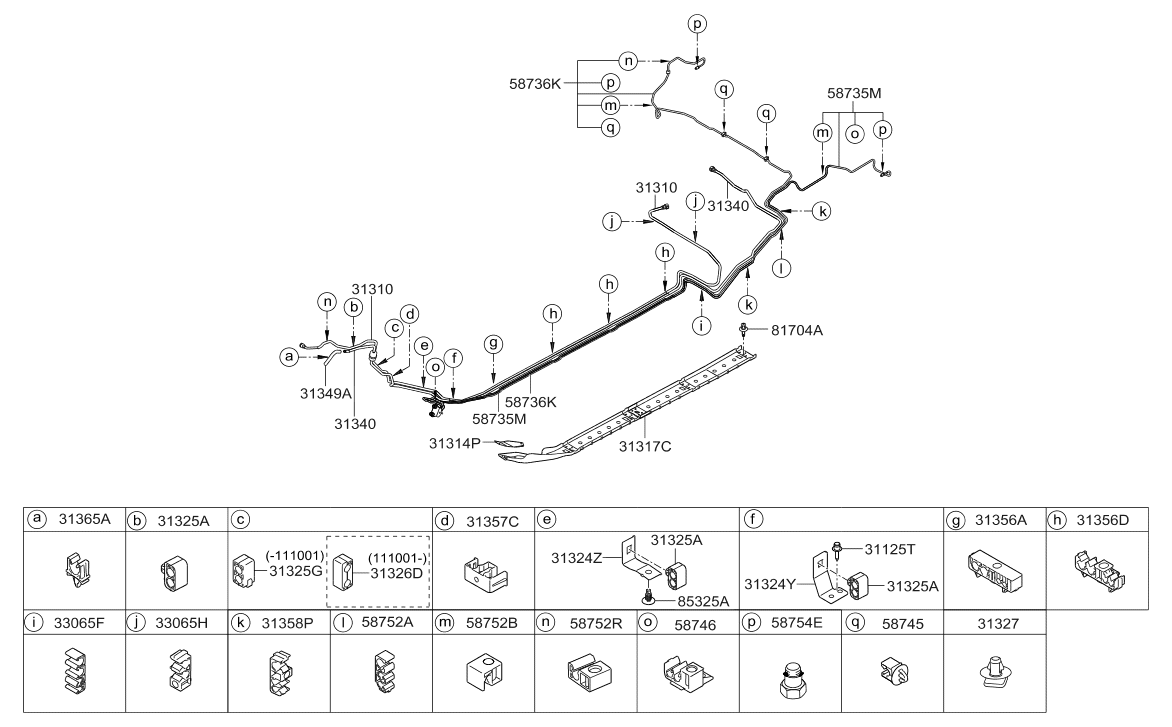 31340-3X450 Hyundai Fuel Vapor Tube