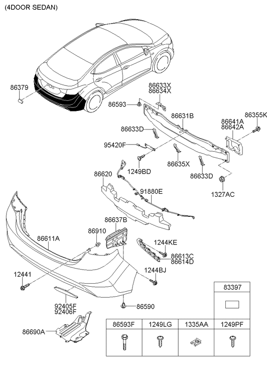 Hyundai 86642-3X100 Rear Bumper Stay Right Hand 86642-3X100 Hyundai Rear Bumper Stay Right Hand