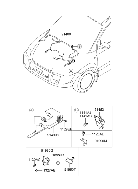 Hyundai 91402-2E071 Wiring Assembly-Engine Control Module 91402-2E071 Hyundai Wiring Assembly-Engine Control Module