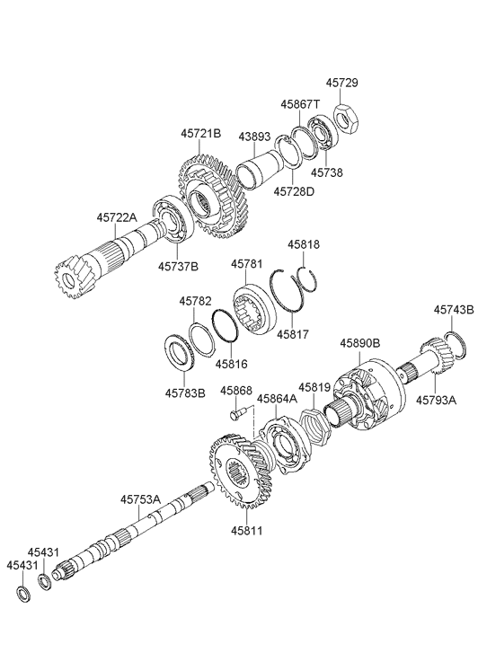 45722-39016 Hyundai Output Shaft