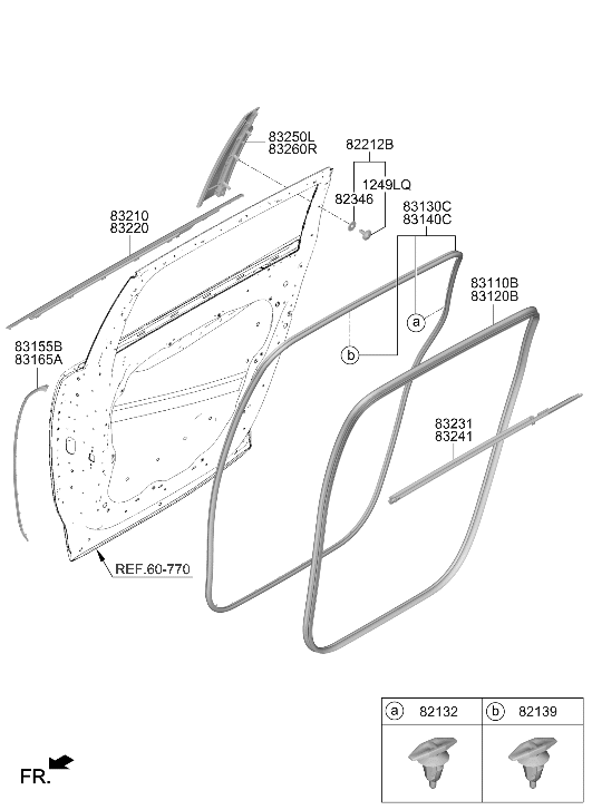 Hyundai 83260-GO000 GARNISH ASSY-RR DR FR FRAME,RH 83260-GO000 Hyundai GARNISH ASSY-RR DR FR FRAME,RH