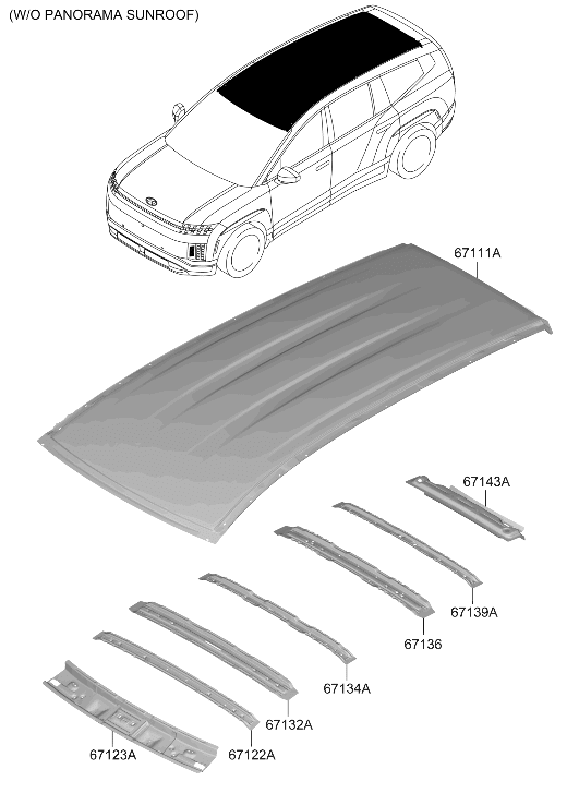 Hyundai 67111-GO000 Roof Panel 67111-GO000 Hyundai Roof Panel