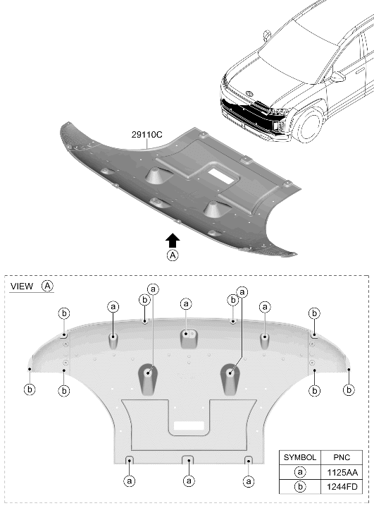 Hyundai 29110-TD000 Under Cover Panel Assembly 29110-TD000 Hyundai Under Cover Panel Assembly
