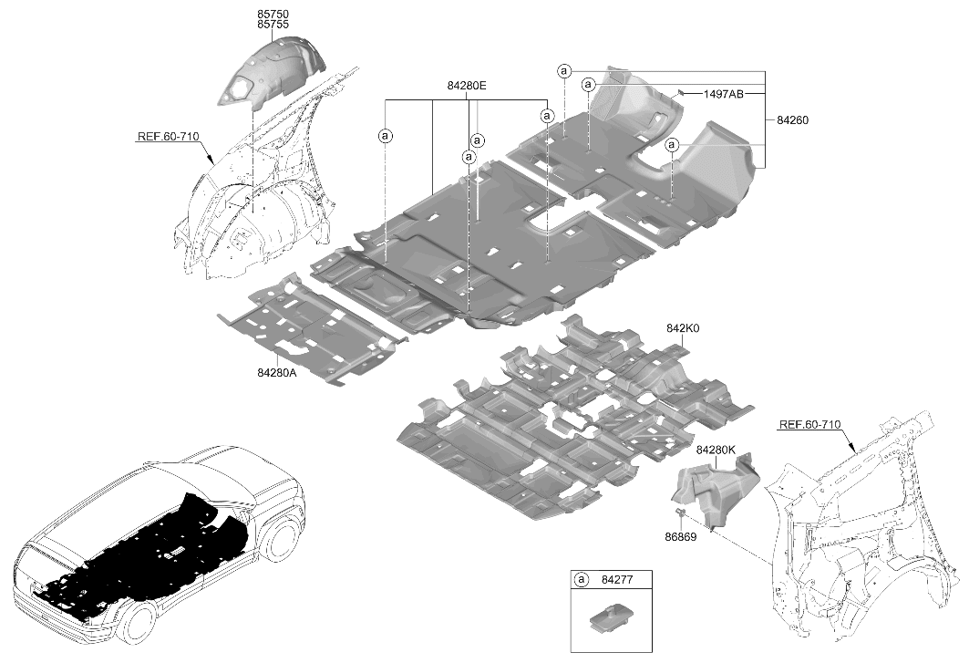 Hyundai 842K0-TD000 PAD ASSY-FRONT FLOOR 842K0-TD000 Hyundai PAD ASSY-FRONT FLOOR