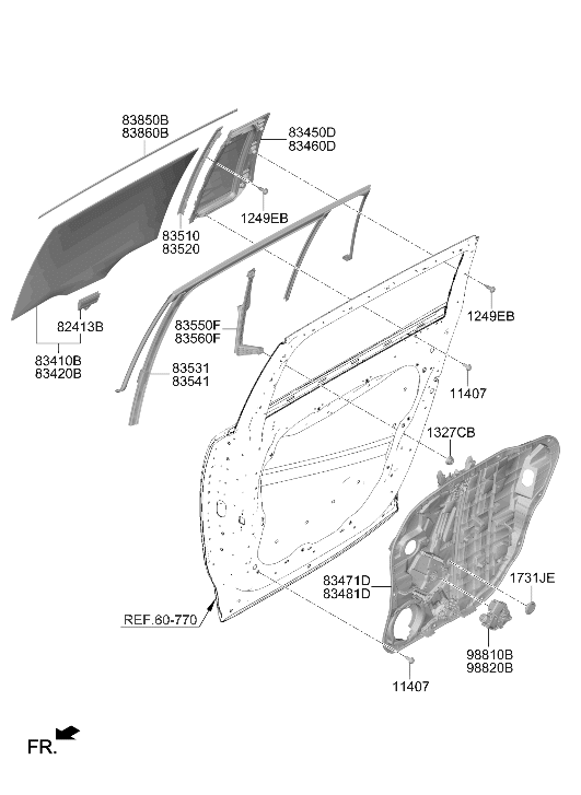 Hyundai 83471-TD000 PANEL ASSY-REAR DOOR MODULE,LH 83471-TD000 Hyundai PANEL ASSY-REAR DOOR MODULE,LH
