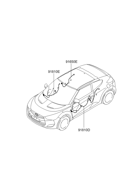 91600-2V171 Hyundai Wiring Assembly Front Door (Driver)