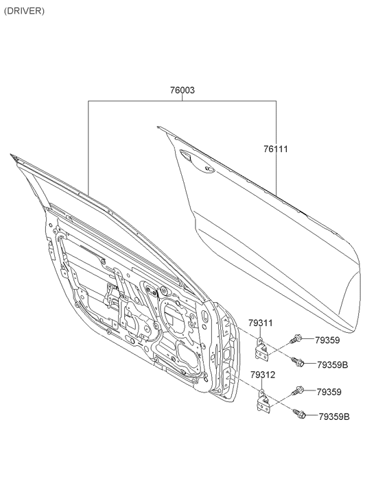 76003-2V010 Hyundai Front Door Panel Assembly Left Hand