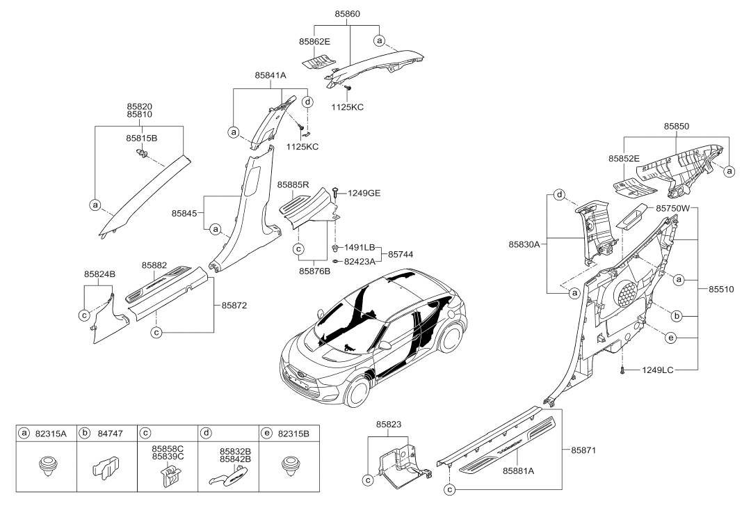 Hyundai 85832-2V010-RY Cover-Center Pillar Trim,LH 85832-2V010-RY Hyundai Cover-Center Pillar Trim,LH