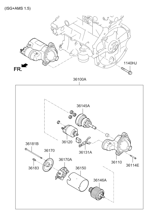 36140-03BB6 Hyundai PINION-Shaft Assembly
