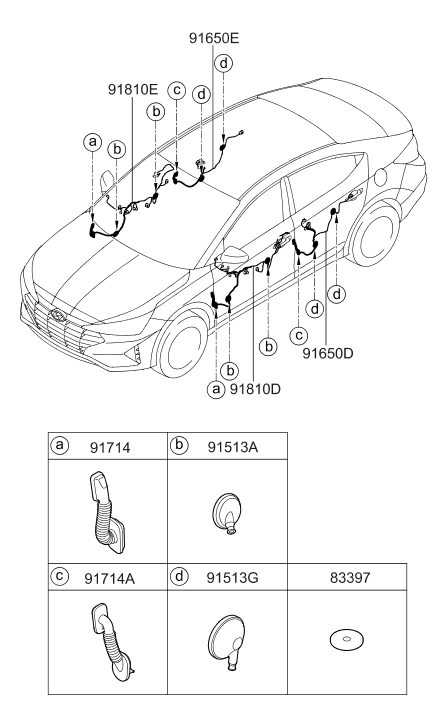 Hyundai 91655-F3010 Rear Door Wiring Assembly Left Hand 91655-F3010 Hyundai Rear Door Wiring Assembly Left Hand