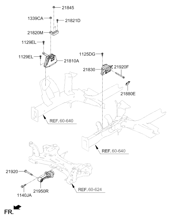 21950-F3200 Hyundai BRACKET ASSY-ROLL ROD