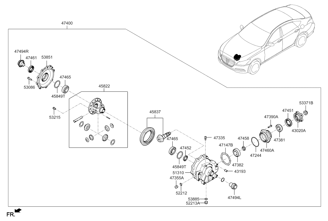 47410-4E020 Hyundai Carrier Assembly