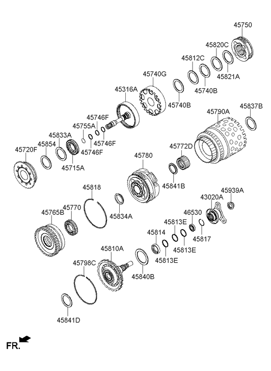 45740-4F010 Hyundai Gear Assembly-Mid Sun