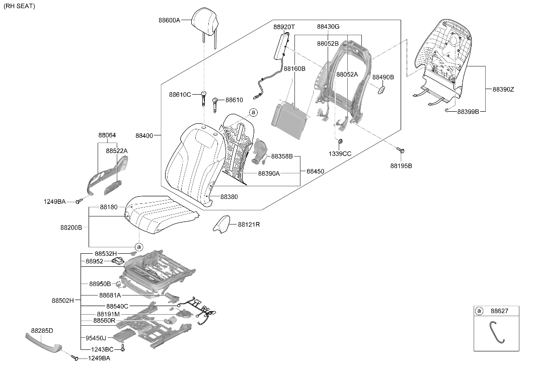 Hyundai 88420-T6365 FRAME-FR SEAT BACK,RH 88420-T6365 Hyundai FRAME-FR SEAT BACK,RH