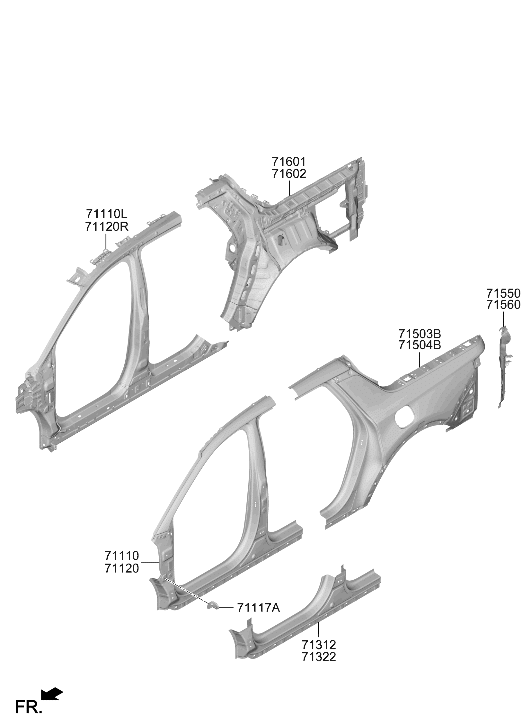 71110-K5020 Hyundai Side Complete Reinforcement Assembly Left Hand