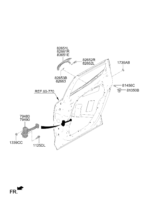82661-K5010 Hyundai Door Outside Handle Assembly Right Hand