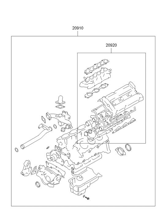 Hyundai 20920-39A00 Engine Overhaul Upper Gasket Kit 20920-39A00 Hyundai Engine Overhaul Upper Gasket Kit