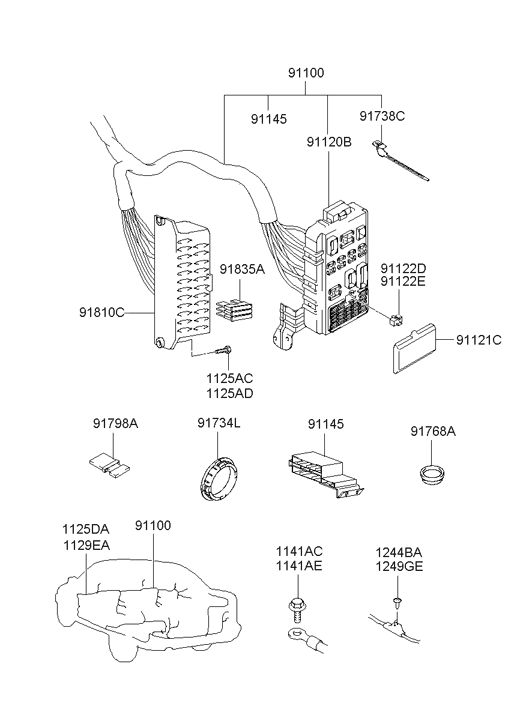 91100-39920 Hyundai Wiring Assembly Main