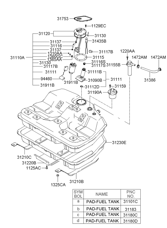 31231-38100 Hyundai Fuel Tank Pad