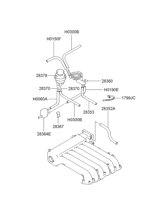 28360-39022 Hyundai Pipe Assembly-Vacuum
