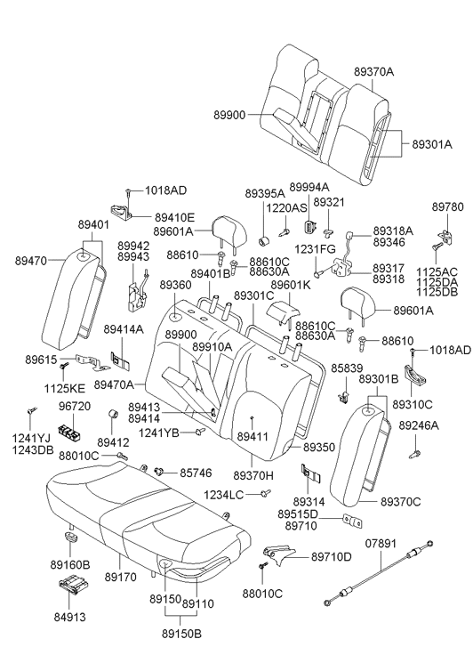 Hyundai 89150-39001 Frame & Pad-Rear Seat Cushion Main 89150-39001 Hyundai Frame & Pad-Rear Seat Cushion Main