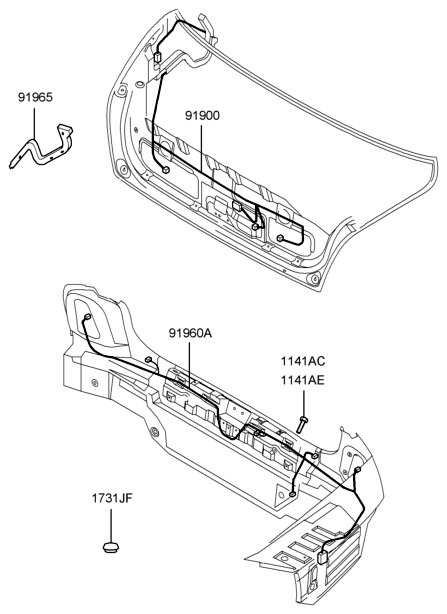 Hyundai 91805-39012 Trunk Lid Wiring Assembly 91805-39012 Hyundai Trunk Lid Wiring Assembly