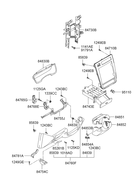 Hyundai 84754-39400-LK Blanking-Lower Crash Pad,LH 84754-39400-LK Hyundai Blanking-Lower Crash Pad,LH