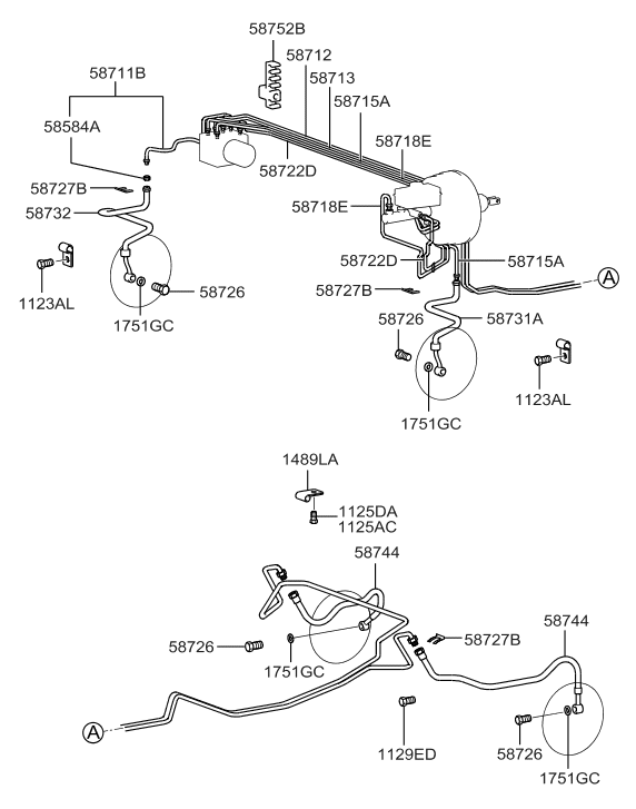 58711-38308 Hyundai Tube-Master Cylinder To Front Brake,RH