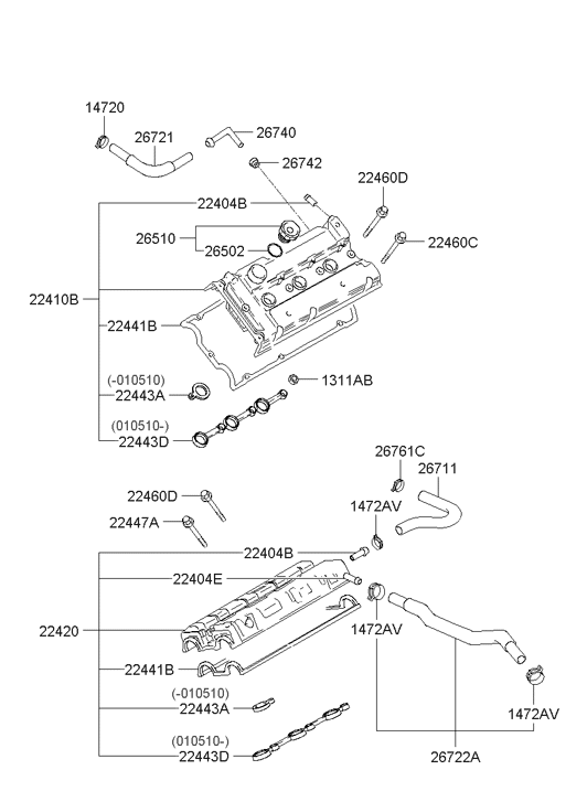 Hyundai 22404-32500 Nipple-Rocker Cover 22404-32500 Hyundai Nipple-Rocker Cover