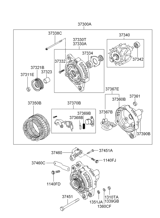 37330-39000 Hyundai Bracket Assembly-Generator Front
