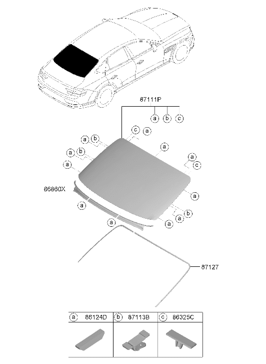 Hyundai 87120-T1000 MOULDING-BACK WINDOW 87120-T1000 Hyundai MOULDING-BACK WINDOW