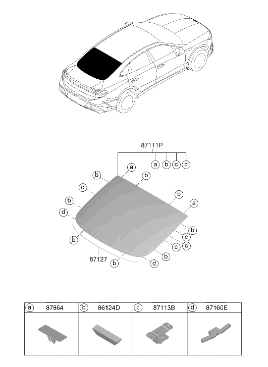 Hyundai 87110-L1510 GLASS ASSY-REAR WINDOW 87110-L1510 Hyundai GLASS ASSY-REAR WINDOW